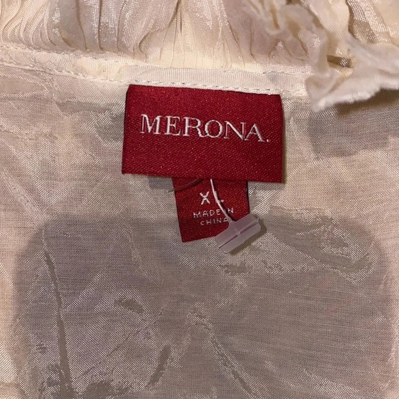 Merona a sheer silky ruffle VNeck muscle sleeveless blouse Sz XL - Picture 4 of 9